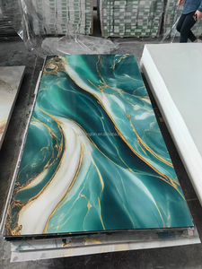 Panneaux muraux modernes en PVC très brillants aspect marbré insonorisés géométriques imperméables écologiques pour le salon des hôtels - Product Image 5