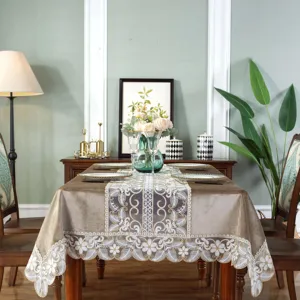 Factory Wholesale Hot Sale Lace Embroidery Tablecloths Professional Design Wedding Decorative Tablecloth