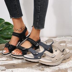 New Leather Sandals Women's Sports Style Slope Heels Lightweight Large Size Comfortable Slippers Wholesale for Women - Product Image 2