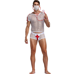 Ensemble de lingerie <span class=keywords><strong>sexy</strong></span> pour <span class=keywords><strong>homme</strong></span>, style nouveau, taille haute, à carreaux, 100% polyester, costume de carnaval pour adultes, cosplay, jeu de rôle, BDSM, sous-vêtements - Product Image 4