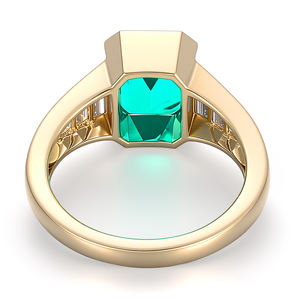 Anillo Grande de Moda para <span class=keywords><strong>Hombre</strong></span> PROVENCE, Joyería Fina, Anillo de Oro Real de 14k con Esmeralda de Laboratorio, Anillo de Moissanita Blanca, Anillo de Piedras Preciosas de Laboratorio para Uso Diario - Product Image 2