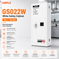 Armoire de stockage de produits chimiques toxiques 83L (22 gallons) en acier blanc à porte simple, armoire de sécurité pour laboratoire, entrepôt, acheteurs industriels