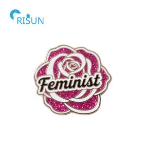 Personalizado Rose Glitter Girl Women Right Power Feminism Feminist Lapel Pins Insignias Broches Custom Feminist Esmalte Pin - Product Image 2