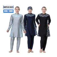 Burkini musulman personnalisé 3XL-8XL pour femmes maillots de bain grande taille à manches longues avec logo avant Hijab sous-vêtements de mode avec bas de pantalon