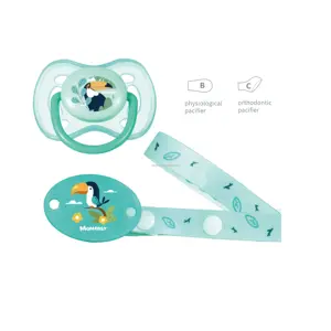 BPA Free Baby Pacifier With Safety Clip Silicone Baby Soother With Holder Pacifier With Anti Drop Chain