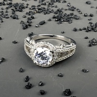 Bague en argent 925 vintage romantique plaqué rhodium avec VVS Moissanite bijoux fins pour anniversaire de femme