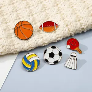 Football cartoon brooch basketball badminton metal personality badge Japanese ins men's and women's clothing bag accessories