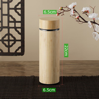 Termos Vakum Bambu Ramah Lingkungan Alami Grosir, Botol Termal Stainless Steel Bambu untuk Kopi, Teh, dan Air