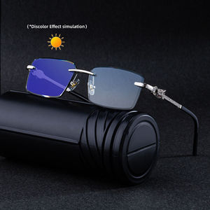 Nouvelles <span class=keywords><strong>lunettes</strong></span> <span class=keywords><strong>de</strong></span> <span class=keywords><strong>soleil</strong></span> rétro pour hommes Xcy, style européen et américain, sans monture, <span class=keywords><strong>photochromiques</strong></span>, UV400, avec bordure en diamant - Product Image 2