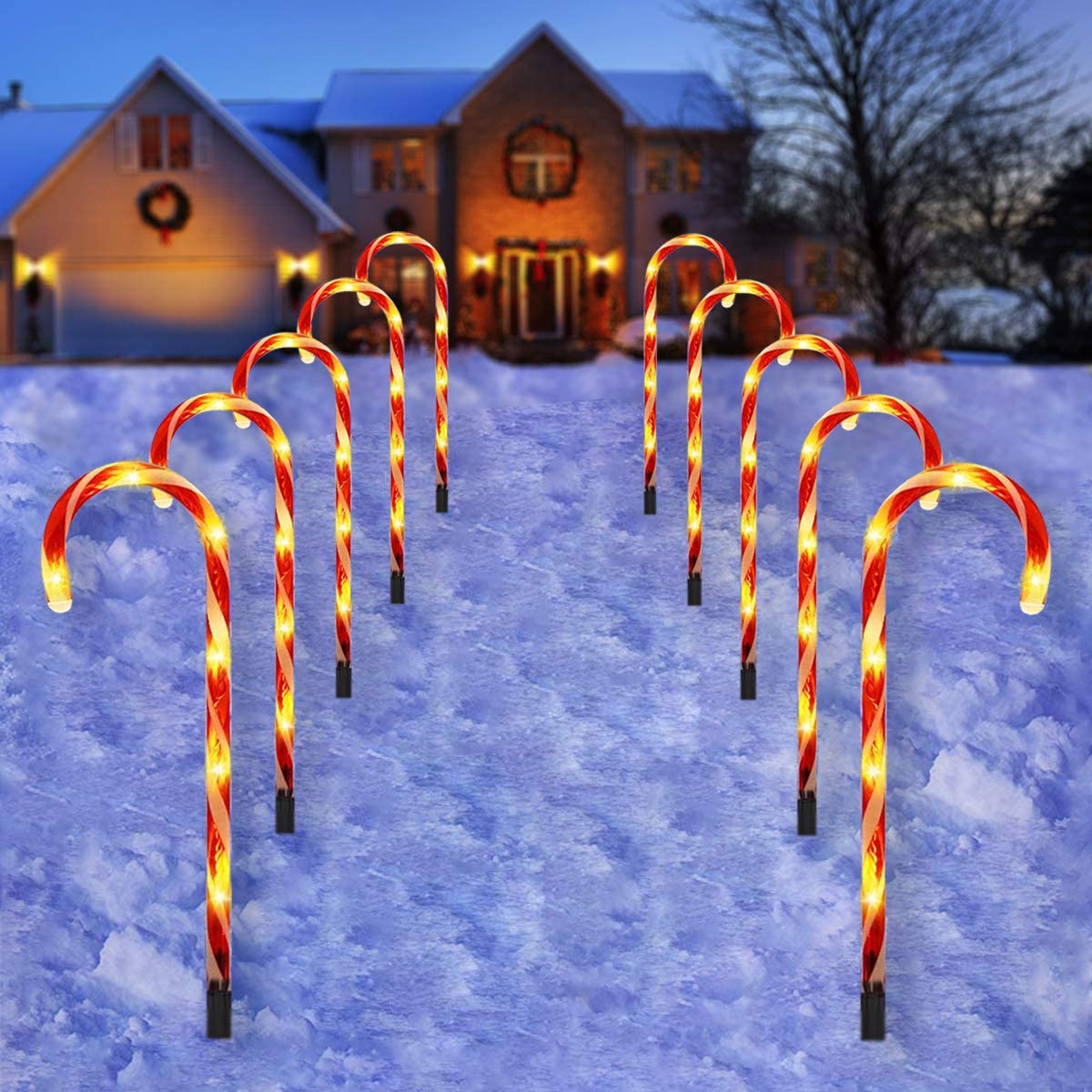 Amazon ten cane lights LED Christmas outdoor decoration candy cane lamp holiday courtyard garden light
