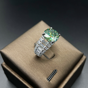 Luxury Premium S925 Sterling <strong>Silver</strong> Big Vvs D Color 5 Carats pink <strong>Emerald</strong> Moissanite <strong>Ring</strong> for Women Wedding Band - Product Image 6