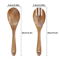 Ensemble d'ustensiles de service en bois pour salade, cuillère et fourchette pour servir les fruits et les salades