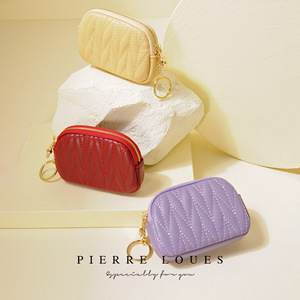 Pierre Loues Mini Coin Purse Solid Color <b>Portable</b> Keychain Wallet Unisex Everyday Use Summer 2024 - Product Image 2