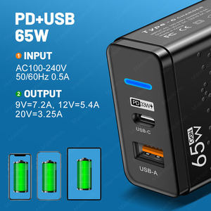 Gan 65W USB C <span class=keywords><strong>cargador</strong></span> PD tipo C adaptador de pared de <span class=keywords><strong>carga</strong></span> rápida para <span class=keywords><strong>iPhone</strong></span> 14 Xiaomi Samsung Macbook <span class=keywords><strong>carga</strong></span> rápida 3,0 <span class=keywords><strong>carga</strong></span> de teléfono - Product Image 3