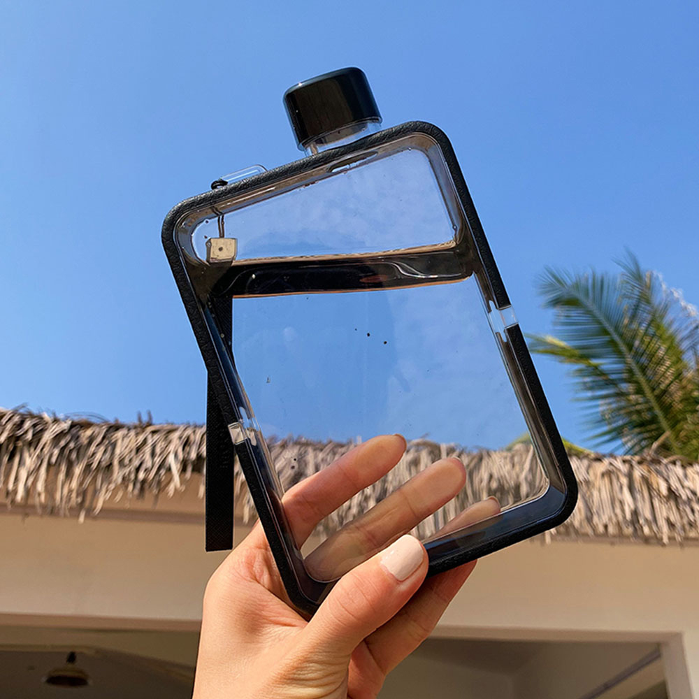 Пользовательская переносная многоразовая Спортивная плоская Квадратная бутылка для воды 13 унций A5 без бисфенола А для путешествий