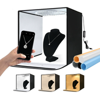 Studio Foto Portabel 40CM 60CM 80CM Mini Photo Box Tenda Pemotretan Rakitan Kubus Lampu LED Soft Light Dengan Latar Belakang Fotografi