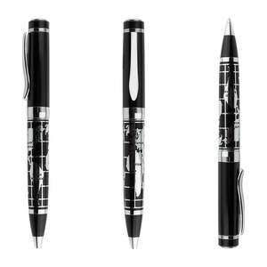 Stylo bille en métal avec logo personnalisé, carte du monde, noir et argent, cadeau promotionnel pour le bureau, stylo de promotion pour les entreprises, vente en gros - Product Image 2