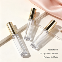 Emballage d'essai pour échantillon de gloss à lèvres de haute qualité, mini flacon de 1 ml avec bouchon à vis rose doré