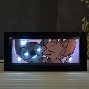 Lampada da intaglio in carta con cornice in legno nera da 20CM da 8 pollici decorazione per camera giapponese decorazione per la scrivania ornamento regalo per gli amanti degli Anime premio per il gioco - Product Image 4