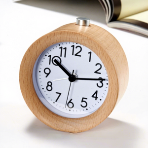 Reloj Despertador Luminoso Creativo Redondo de Madera de Haya, Reloj de Madera Simple para Personas Perezosas, Reloj de Oficina y Dormitorio con Función de Repetición, Regalo Retro de Moda - Product Image 2