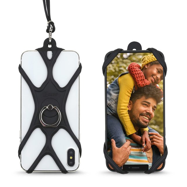 Universal Phone Lanyard Holder Silicone Phone Card Holder Lanyard Neck Strap and Phone Ring Holder Accessories
