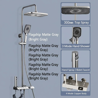 Système de douche thermostatique mural en aluminium spatial chromé avec affichage numérique à touches piano, fonction pluie et massage doux, pour usage hôtelier