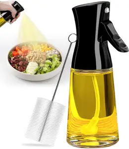 Glass Dispenser Olive Oil Spray Bottle 180ml Refillable Oil Vinegar Spritzer Sprayer Bottles for Kitchen, BBQ, Salad, Baking