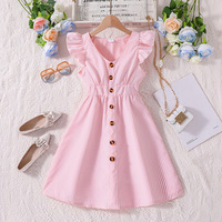 Robe de princesse rayée à manches volantées pour filles, nouvelle collection été 2025, style tendance, vêtements pour enfants