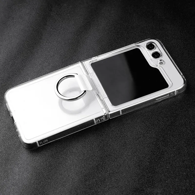 New arrival mobile back cover for galaxy z flip 5 cellphone cases business finger ring holder phone case for Samsung z flip 5