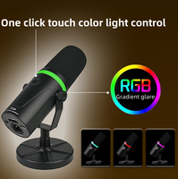 Microphone dynamique USB-C XLR FS-338 avec support de bureau 192kHz/24bit, lumière RGB, bouton de sourdine, prise casque
