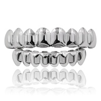 Appareil dentaire en tungstène HIPHOP pour dents supérieures et inférieures, 8 croix, design simple et lisse, unisexe, électroplaqué, mariage, G-048, vente en gros
