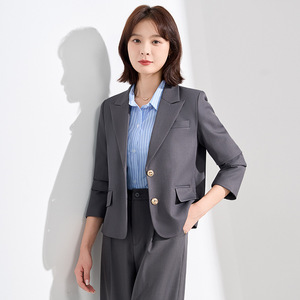 Women's Suit Set Solid Color Notched Lapel Polyester Woven Straight Fit Casual <b>Work</b> Commute College Interview Formal Wear - Product Image 2