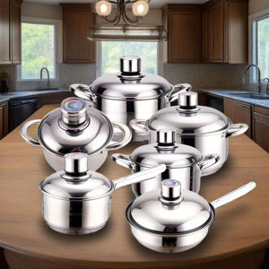 Ensemble de woks en acier inoxydable de haute qualité, vente en gros d'usine, avec couvercle en verre, capacité 20L, compatible gaz et induction, ustensiles de cuisine - Product Image 6