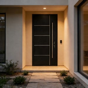 Puerta de Entrada de Acero de Seguridad Directa de Fábrica de Foshan, Puerta Pivotante con Espejo para Entrada de Casa o Villa, Productos de Alta Calidad a Precios Bajos - Product Image 1