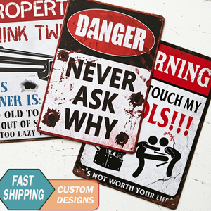 Cartelli di Avvertimento Vintage con Stampa UV a Basso MOQ, Targhe in Latta Personalizzate, Poster Retrò, Targa Decorativa 'Attenzione <span class=keywords><strong>Cane</strong></span>' - Product Image 3