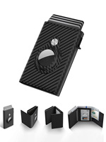 Dompet tempat kartu RFID pria, dompet 3 lipat magnetik sikat Anti Maling Tag aluminium gaya bisnis ramping kulit PU dengan Logo