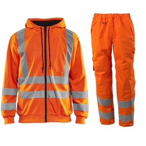 Felpa con cappuccio oversize con Zip traspirante oversize e pantaloni <span class=keywords><strong>Cargo</strong></span> elasticizzati e uniforme da lavoro <span class=keywords><strong>tuta</strong></span> riflettente - Product Image 2