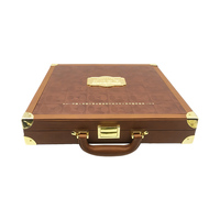 OEM/ODM Boîte cadeau de luxe en cuir marron 1oz Bar Capsules avec boîte d'emballage en cuir Valise portable pour porte-monnaie