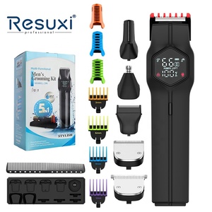 Resuxi 298 mới 5 trong 1 râu tông đơ thiết lập có thể sạc lại không dây cơ thể tóc Clipper cho nam giới với nam châm lưỡi IPX7 hairtrimmer - Product Image 1
