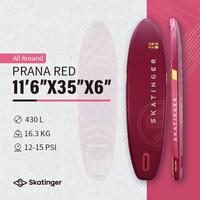 Planche de paddle gonflable 11'6" en PVC/EVA Drop Stitch, unisexe, polyvalente, pour SUP