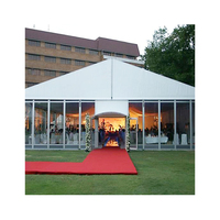 Carpa de Lujo con Paredes de Vidrio y Estructura de Aluminio, Resistente, 16x32m, Carpa para Fiestas, Impermeable, con Cubierta de PVC para Bodas y Eventos