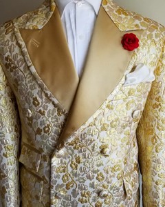 Tailor Made <strong>Custom</strong> Champagne Bridegroom Shinning Golden Tuxedo Wedding <strong>Suit</strong> - Product Image 2