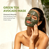 Masque d'argile pour le nez et le visage ETRUN ALISA, marque privée, à base de plantes naturelles, nettoyage en profondeur des pores, thé vert, avocat, pour tous types de peau