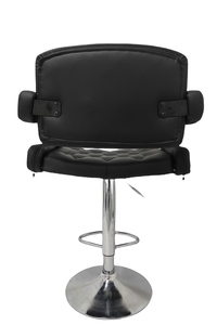 Modernos Taburetes <span class=keywords><strong>de</strong></span> Bar Giratorios <span class=keywords><strong>de</strong></span> 65 cm con Reposabrazos, Respaldo <span class=keywords><strong>de</strong></span> Cuero y Base Plateada <span class=keywords><strong>para</strong></span> <span class=keywords><strong>Cocina</strong></span> y Hogar - Product Image 4