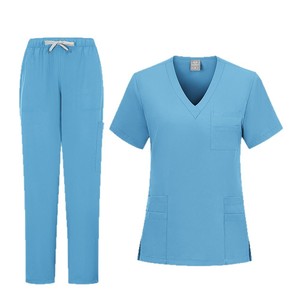 Unisex Scrub Set Moisture Wicking V-Neck Short Sleeve Hospital Uniforms Split Set For Medical Nursing Workwear - Product Image 5