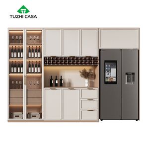 غرفة معيشة فاخرة شاشة ليد زجاجية للمشروبات مقوسة خزانة بار مع ثلاجة - Product Image 5