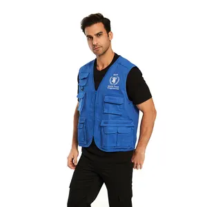 Wholesale breathable mesh mens vest outerwear men's workwear multi pocket men cargo vest work vest Hi Vis