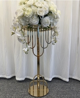 Vente en gros Centres de table de mariage Porte-fleurs en métal doré Vase à fleurs Décoration de mariage Centres de table