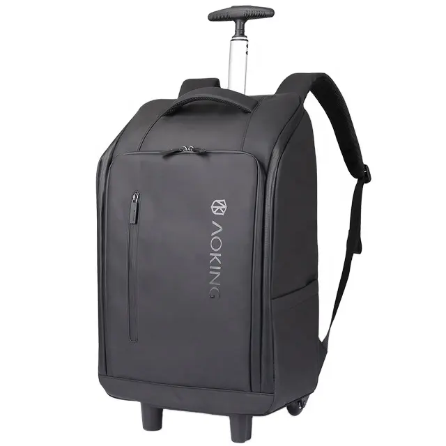 Aoking water-resistant polyester business rolling travel bag backpack trolley wheeled backpack with waterproof zippers