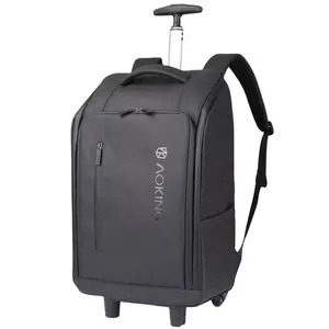 Aoking पानी-प्रतिरोधी पॉलिएस्टर व्यापार रोलिंग यात्रा बैग बैग ट्राली के साथ पहिएदार बैग निविड़ अंधकार zippers